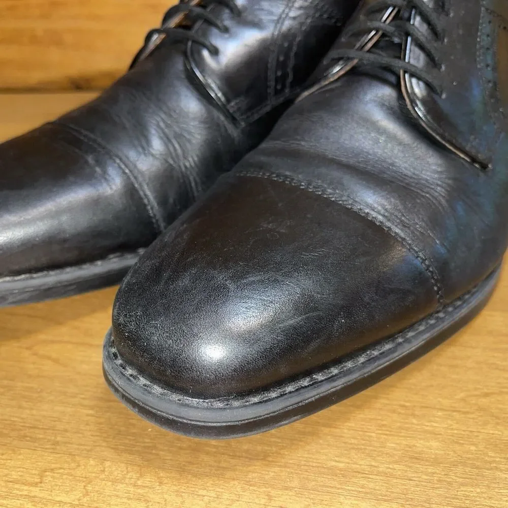 Johnston‎ & Murphy Shoes Men 11 Black Sheepskin Dress Casual Shoes Cap Toe